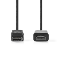 Pikkukuva 2 / 3: DisplayPort kaapeli | DisplayPort uros | HDMI™ liitin | 4K@30Hz | Niklattu | 3.00 m | Pyöreä | PVC | Musta | Laatikko
