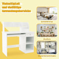 Miniatyrbillede 3 af 5: Børneskrivebord i træ med opbevaring & bogreol & tastaturbakke & skuffe hvid