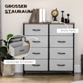 Miniatyrbillede 5 af 10: Kommode skænk med 8 folde stofskuffer, skuffeskab med bordplade, greb, multifunktionsskab med vippebeskyttelse, til stue, soveværelse, grå