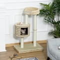Miniatyrbillede 2 af 10: Kattetræ-Skrabestolpe Med Udsigtsplatforme, Beige Og Kaffe, Spånplader, Plys, Jute, 61X41X96Cm