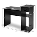 Miniatyrbillede 2 af 5: Træbord computerbord med skuffe og hylder 104 x 50 x 82 cm Sort