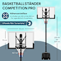 Miniatyrbild 5 av 10: Basketkorg höjdjusterbar 295-365 cm med stativ och hjul, basketsystem för utomhusbruk, robust stål