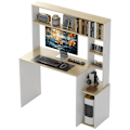 Miniatyrbillede 1 af 10: Skrivebord 113 x 45 cm Computer Skrivebord Kontorbord med åbne hylder CPU Stand Stålramme til hjemmekontor Soveværelse Eg |
