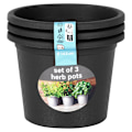 Miniatyrbillede 8 af 9: Havekrukke i plast, sort, rund, 14,5 cm, 3 stk.