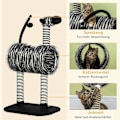 Miniatyrbillede 6 af 10: Kradsestolpe Kat Træ Zebra Design Klatretunnel Jute Stolpe Sort + Hvid 93Cm