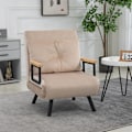 Miniatyrbillede 8 af 10: Sovesofa, Afslapningsstol Med Sengefunktion, Gæsteseng Med Fløjlslook, Rygpude, Polstret Sofa Med Justerbart Ryglæn, Beige, 63 X 73 X 81 Cm