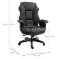 Miniatyrbillede 4 af 10: Kontorstol Skrivebordsstol Drejestol Med Armlæn Højdejusterbar Ergonomisk Med Vippefunktion Imiteret Læder Sort 76X80X118-124 Cm