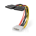 Pikkukuva 5 / 6: Sisäinen Virtakaapeli | Molex uros | 2x SATA 15-Pin naaras | Kullattu | 0.15 m | Pyöreä | PVC | Monivärinen | Laatikko