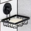 Miniatyrbillede 2 af 11: Sort metal brusehylde med sugekop 13,5x10,5x11,5 cm
