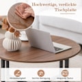Miniatyrbild 5 av 5: Set med 3 soffbord med robust metallstomme, runt soffbord och 2 fyrkantiga sidobord, bruna