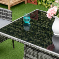 Miniatyrbillede 9 af 10: Havebord Glasbord Polyrattan Sikkerhedsglas Grå Sort 150X85X74Cm