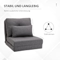 Miniatyrbillede 8 af 10: Gulvstol 2-I-1 Klapseng Med Justerbart Ryglæn, Gulvsofa Med Dekorative Hynder, Linned, Gulvsædehynde