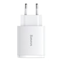 Miniatyrbillede 2 af 9: Kompakt hurtig vægoplader 2x USB USB-C 30W 3A PD QC hvid