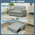 Miniatyrbillede 8 af 10: Sovesofa, 2-personers sofa med sovefunktion, justerbart ryglæn, sofa med hynder, fløjlslook, sovesofa med sengeboks til stue, gæsteværelse, lysegrå