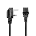 Pikkukuva 1 / 3: Sähköjohto | UK uros | IEC-320-C13 | Kulma | Suora | Niklattu | 2.00 m | Pyöreä | PVC | Musta | Label
