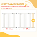 Pikkukuva 7 / 10: Oven turvaportti koirille, esteportti, 74-87 cm, porrasportti lemmikkieläimille, koiraportti pidennyksellä, suojaportti ilman porausta, metalli, muovi