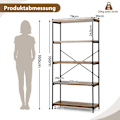 Pikkukuva 2 / 5: Kirjahylly, jossa 5 tasoa ja metallirunko ja teollinen toimistohylly ruskea