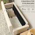 Miniatyrbillede 7 af 10: 3 personers sofa, sofa med opbevaringsplads, træben, polstret sofa med fløjlslook til stue, soveværelse, 166,5 x 62 x 82 cm, cremehvid