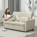 Miniatyrbillede 3 af 10: Sovesofa, 2-personers sofa med sovefunktion, justerbart ryglæn, sofa med hynder, fløjlslook, sovesofa med sengeboks til stue, gæsteværelse, beige