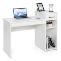 Miniatyrbillede 1 af 5: Skrivebord med skuffe & åbne hylder Computerbord i træ 102 x 50 x 82 cm Hvid