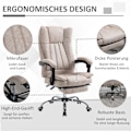 Miniatyrbillede 8 af 10: Kontorstol Drejestol Skrivebordsstol Med Tilbagelænet Funktion Fodstøtte Højdejusterbar Mikrofiber Beige + Sort + Sølv 63 X 71 X 110-118 Cm