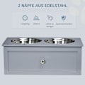 Miniatyrbillede 7 af 10: Hundeskålskuffe Rustfrit Stål Dobbeltskål Medium Hundegrå Foderstation