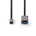 Miniatyrbild 2 av 4: Aktiv optisk (AOC) USB kabel | USB-C™ Hane | HDMI™ Kontakt | 18 Gbps | 20.0 m | Rund | PVC | Svart | Presentbox