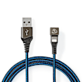 Pikkukuva 3 / 9: USB kaapeli | USB 2.0 | Apple Lightning 8-Pin | USB-A Uros | 12 W | 480 Mbps | Niklattu | 1.00 m | Pyöreä | Nailon / Punottu | Musta / Sininen | Laati