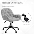 Miniatyrbillede 7 af 10: Kontorstol Skrivebordsstol Med Vippefunktion, Computerstol Højdejusterbar, Ergonomisk Arbejdsstol Med Fløjlslook, Lysegrå