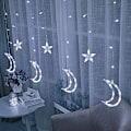 Miniatyrbillede 7 af 8: Månelys, stjerner, julelys, gardin, 96LED