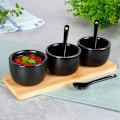 Miniatyrbillede 2 af 8: Snackskåle med skeer, keramik, sort, 90 ml, 7 stk.