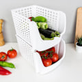 Miniatyrbillede 2 af 7: Praktisk hvid plastikkurv til frugt og grønt