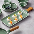Miniatyrbillede 7 af 9: Elegant serveringsfad med hanke i porcelæn og bambus