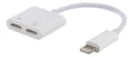 Lightning till 2x Lightning-adapter, 5V, 2A, 10cm - Ladda och lyssna - Vit
