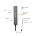 Miniatyrbillede 6 af 7: USB Multi-Port Adapter | USB 3.2 Gen 1 | USB-C™ Han | Micro SD / RJ45 Hun / SD / 2x HDMI™ / 2x USB-C™ / 3x USB-A Hun | 0.40 m | Runde | Guldplateret |