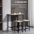 Miniatyrbillede 5 af 10: 3-Delt Spisebordssæt Til Altan Og Have, Spånplade Og Stålstel, Naturligt Trælook Og Sort, 80X50X85Cm