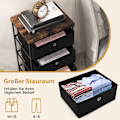 Miniatyrbillede 4 af 5: Sengebord med stofskuffer & metalstel sidebord opbevaringsskab sort