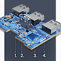 Pikkukuva 2 / 6: 4in1 HUB-sovittimen jakaja USB-A/C - 4x USB 3.0 5Gb/s 1m musta
