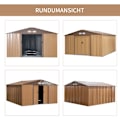 Miniatyrbillede 8 af 10: Redskabsskur Med Bundplade Værktøjsskur Haveskur Metal Brun 340 X 386 X 200 Cm