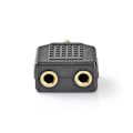 Miniatyrbillede 3 af 5: Stereo Audio Adapter | 3.5 mm Hanstik | 2 x 3.5 mm Hunstik | Guldplateret | Lige | ABS | Sort | 10 stk. | Plastikpose
