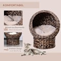 Miniatyrbillede 5 af 10: Rattan Kattekurv Hyggelig Kattehule Lavet Af Vandhyacint, Mørkebrun, Ideel Til Stue, 50X42X60Cm