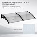 Miniatyrbillede 5 af 10: Skrivebords baldakin til hoveddør 200 x 96 x 27 cm baldakin med UV-beskyttelse, regnbeskyttelse solafskærmning til udvendig aluminium sort