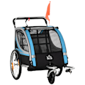 Miniatyrbillede 1 af 10: Cykeltrailer 2 I 1 Klapvogn Buggy, 360° Drejelig, Stål Oxford, Blå+Sort