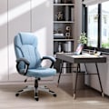 Miniatyrbillede 3 af 10: Kontorstol Computerstol Drejestol Højdejusterbar Vippefunktion Lyseblå Linned 66X75X110-120Cm