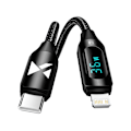 Pikkukuva 1 / 5: iPhone USB-C - Lightning-kaapeli LED-näytöllä 36W 2m musta