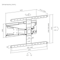 Miniatyrbild 7 av 9: Full Motion TV Väggfäste | 43 - 90 " | Maximal stödd skärmvikt: 50 kg | Tiltbar | Vridbar | Minsta väggavstånd: 19,6 mm | 2 vridpunkter | ABS / metall