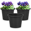 Miniatyrbillede 1 af 9: Havekrukke i plast, sort, rund, 14,5 cm, 3 stk.