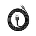 Miniatyrbillede 9 af 9: Holdbart fleksibelt kabel USB-C QC3.0 3A 1M sort og grå