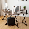 Miniatyrbillede 2 af 5: L-formet computerbord skrivebord kontorbord hjørne bord vinkel skrivebord valnød