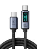 USB-C till USB-C-kabel 100W med skärm, 1,2m - Svart